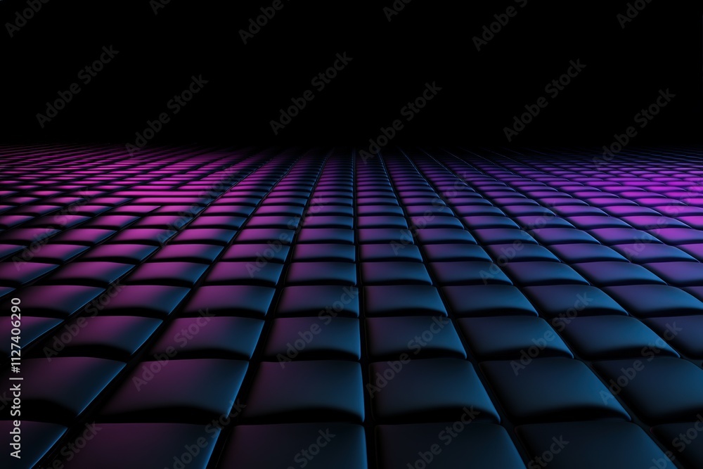 Fototapeta premium Colorful grid pattern with glowing lights at night