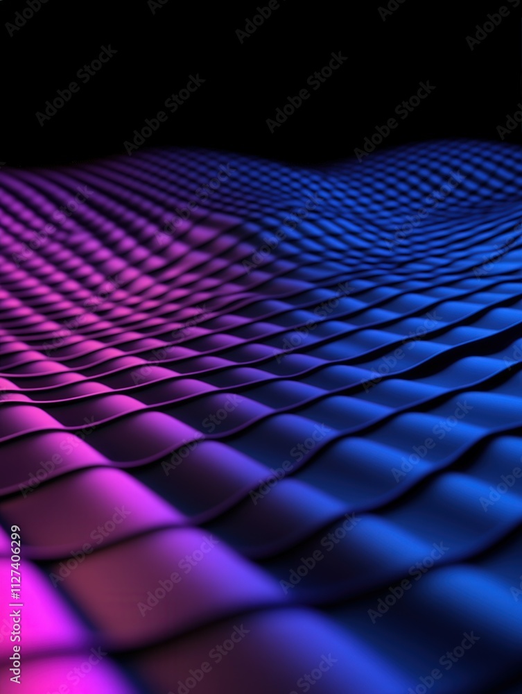 Fototapeta premium Colorful wave pattern in a digital landscape at night