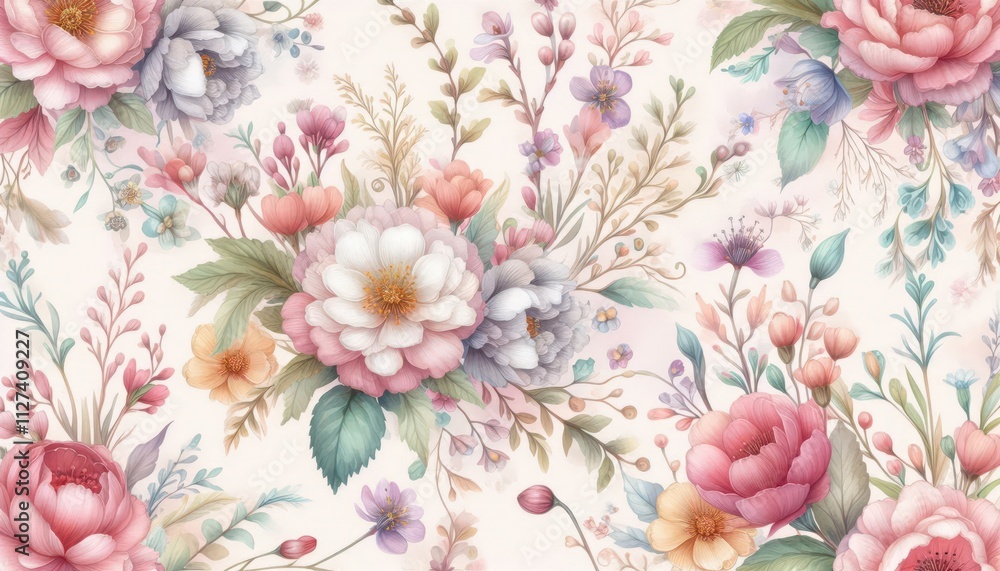 pink and white flowers created with generative AI software
