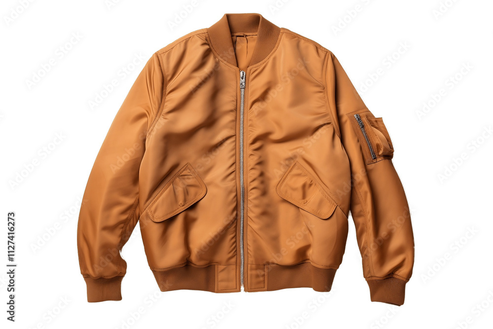 Trendy Men's Bomber Jacket Isolated on Transparent Background. Trendy Men's Bomber Jacket Isolated on Transparent Background.