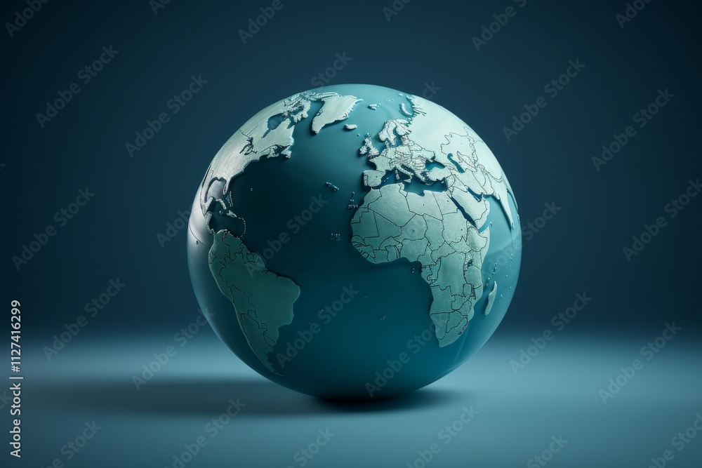 Minimalist globe design in blue tones highlighting the significance of geography and exploration Minimalist globe design in blue tones highlighting the significance of geography and exploration
