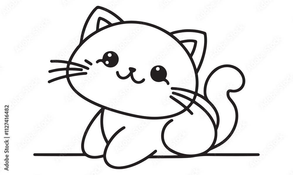 Cartoon Kitty Catches Fish: A Fun Vector Illustration of a Cute Feline Pet Cartoon Kitty Catches Fish: A Fun Vector Illustration of a Cute Feline Pet