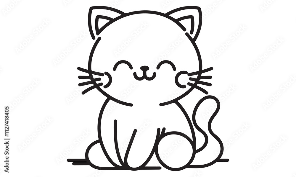 Cartoon illustration of a cute cat and mouse playing together Cartoon illustration of a cute cat and mouse playing together