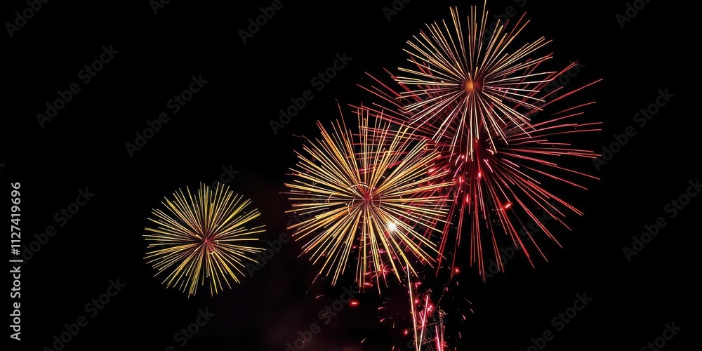Vibrant fireworks exploding in a night sky background, light show, glowing Vibrant fireworks exploding in a night sky background, light show, glowing