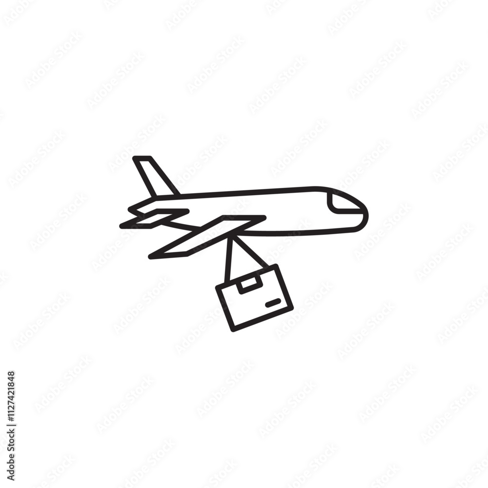 Air delivery icon Vector flat thin line illustration Air delivery icon Vector flat thin line illustration
