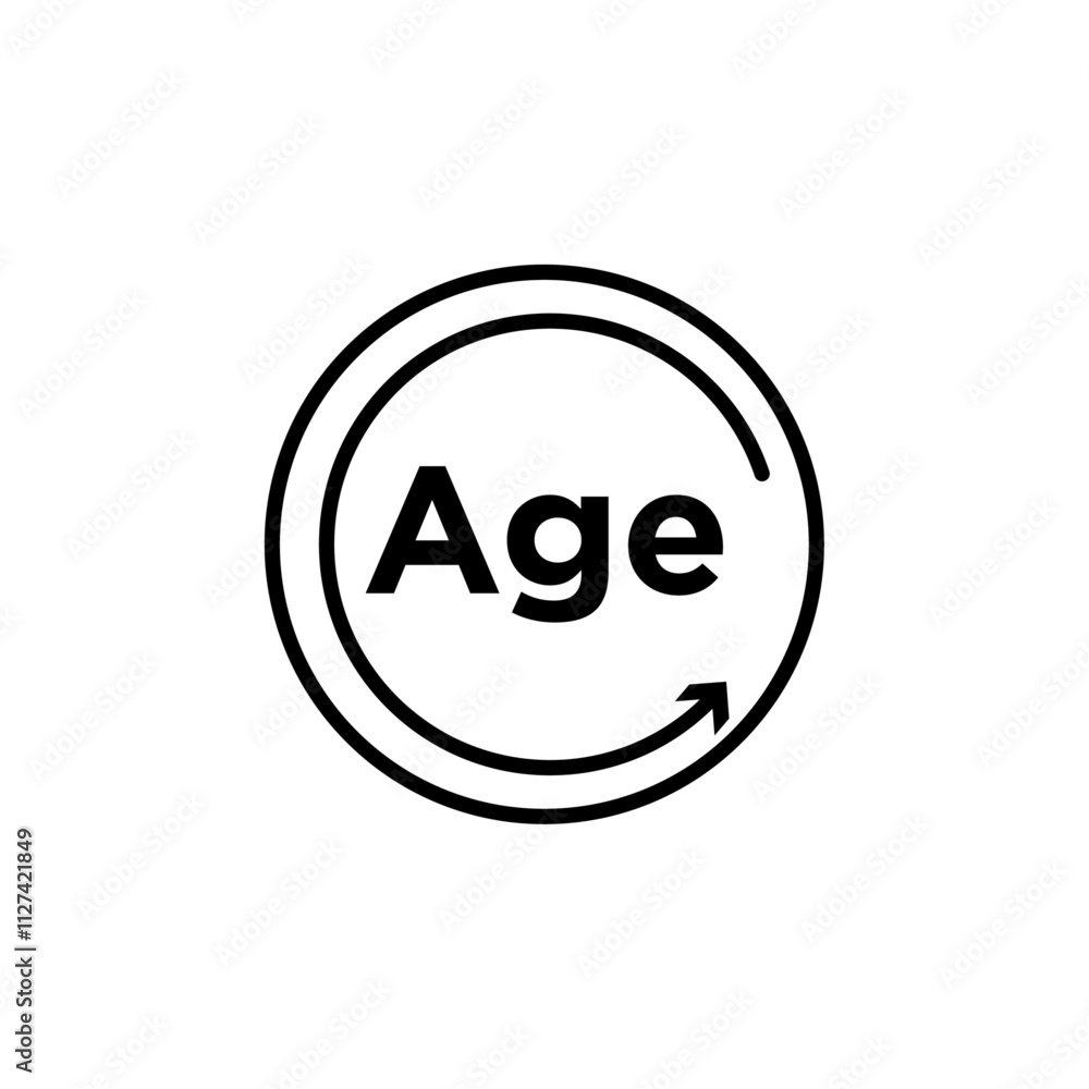 Age icon Vector flat thin line illustration Age icon Vector flat thin line illustration