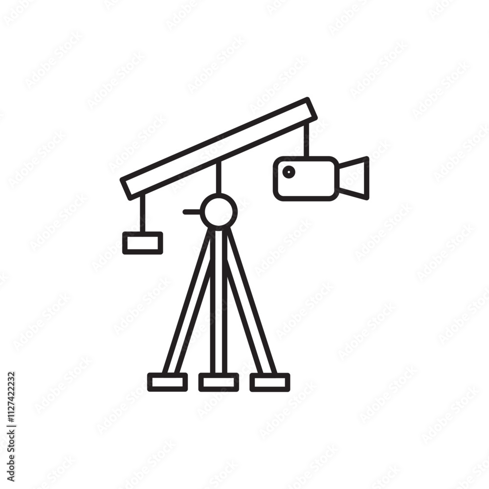 Camera crane icon Vector flat thin line illustration Camera crane icon Vector flat thin line illustration