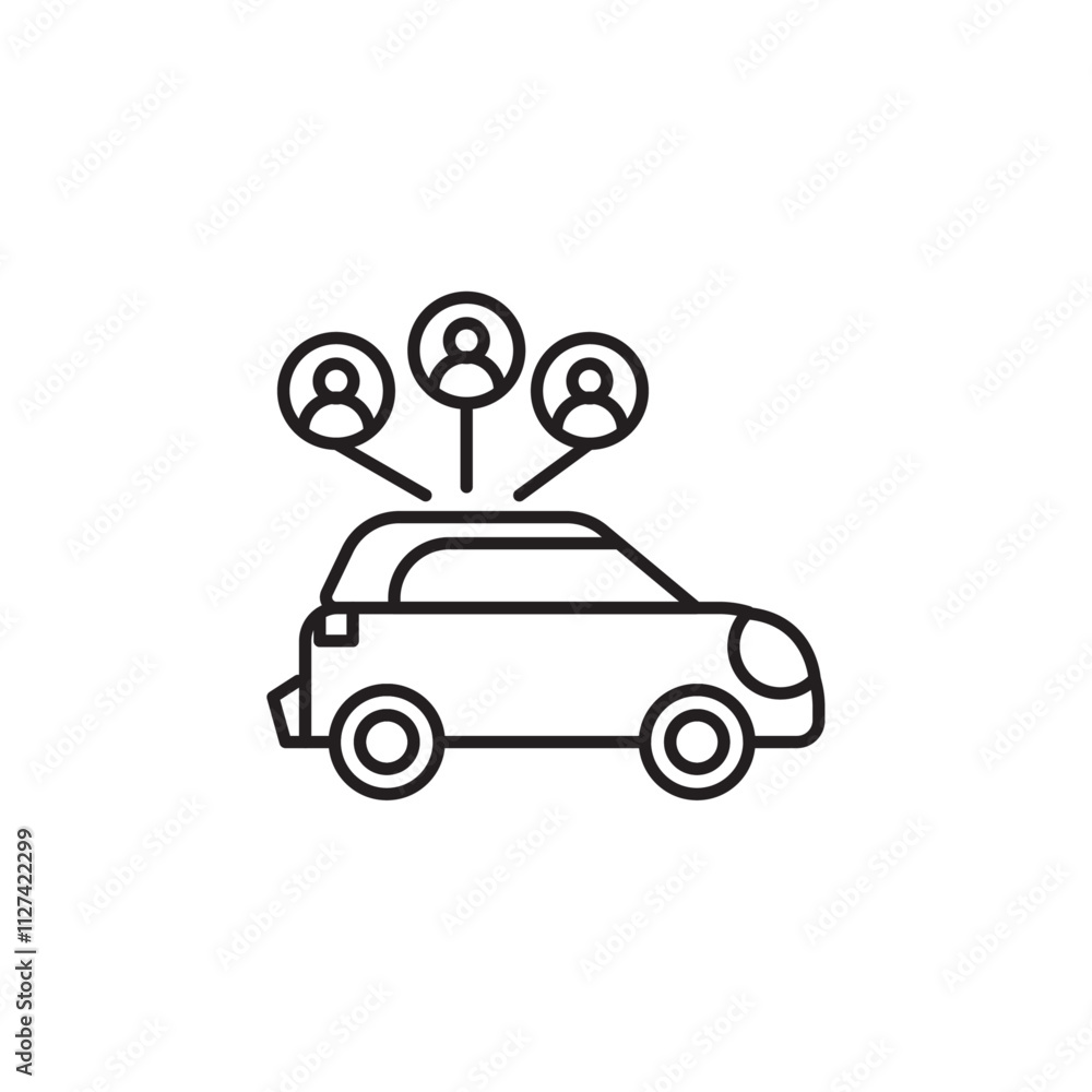 Carpool share icon Vector flat thin line illustration Carpool share icon Vector flat thin line illustration