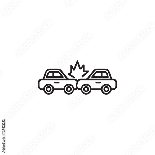 Car crash icon Vector flat thin line illustration