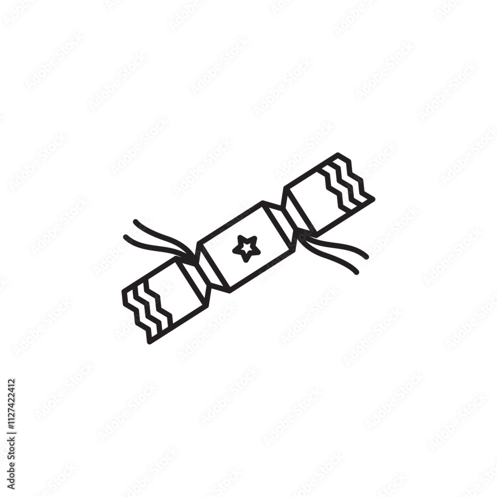 Christmas cracker icon Vector flat thin line illustration Christmas cracker icon Vector flat thin line illustration