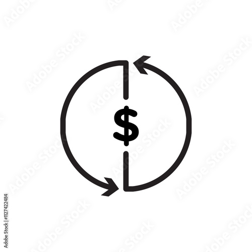 Circulation of money icon Vector flat thin line illustration