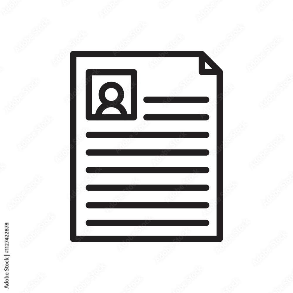 Curriculum vitae sign Vector flat thin line illustration Curriculum vitae sign Vector flat thin line illustration