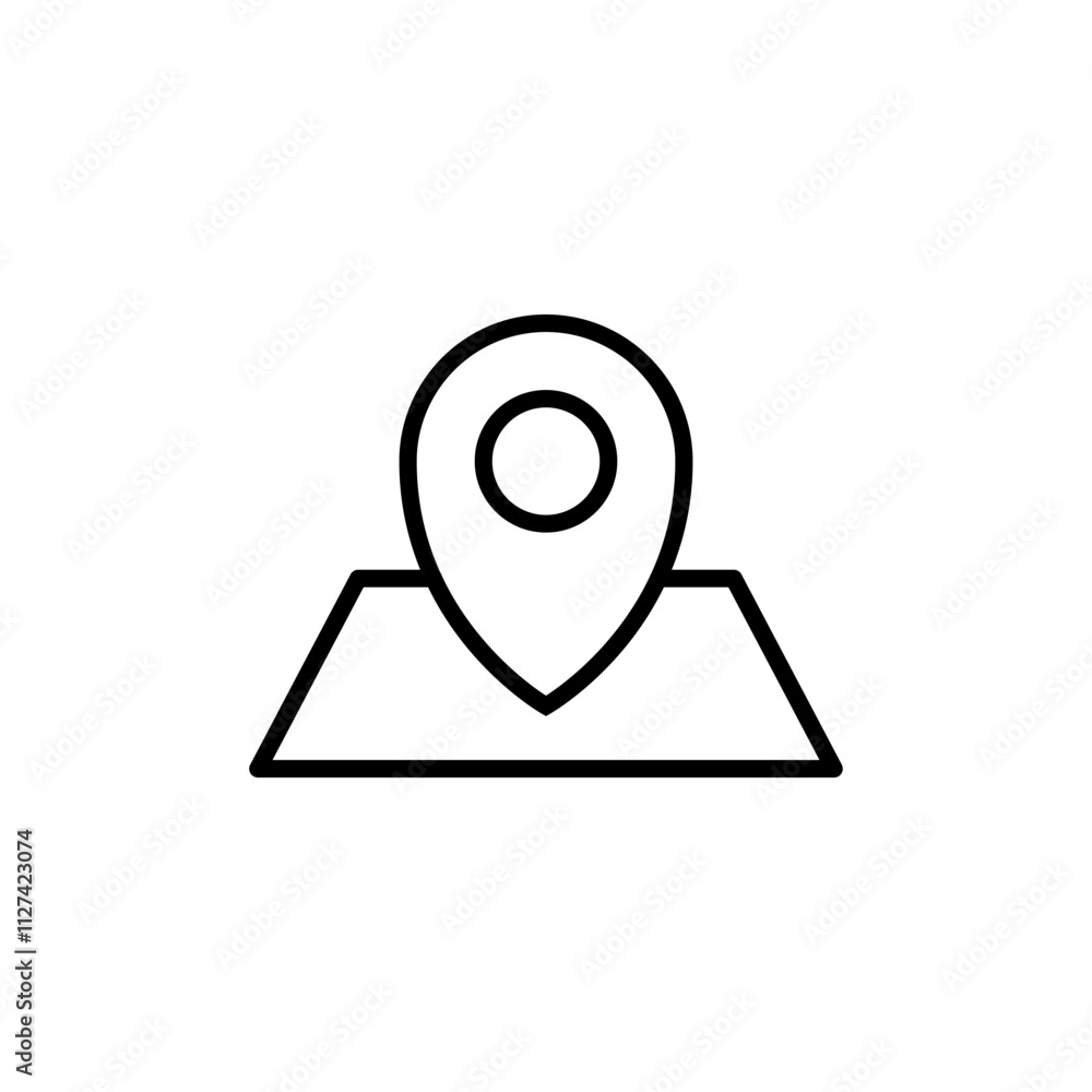 Location on map, linear style icon. specific location marked on a map. Editable stroke width Location on map, linear style icon. specific location marked on a map. Editable stroke width