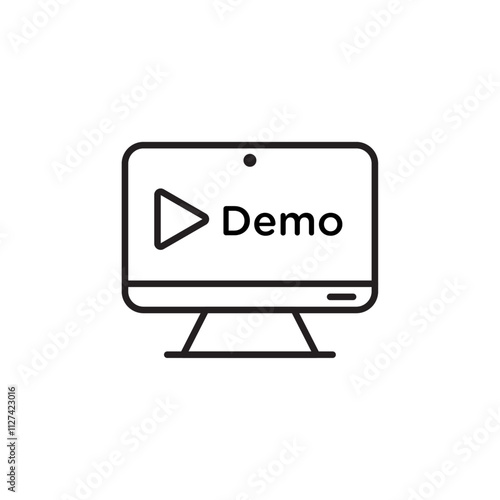 Demo video icon Vector flat thin line illustration