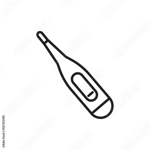 Digital thermometer icon Vector flat thin line illustration