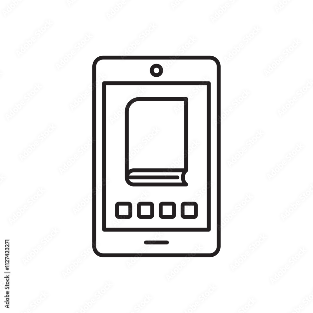 Ebook icon Vector flat thin line illustration Ebook icon Vector flat thin line illustration