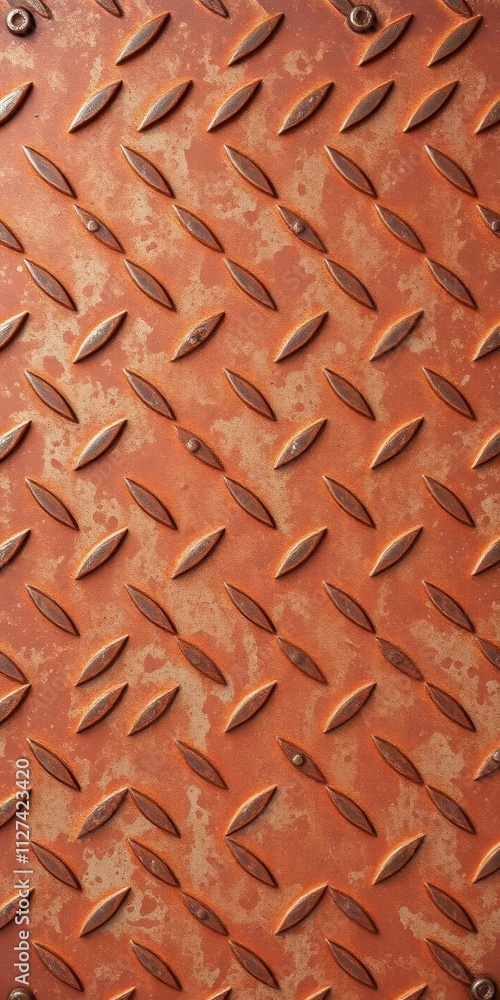 Rusty steel diamond plate texture with weathered and worn surface, texture, background Rusty steel diamond plate texture with weathered and worn surface, texture, background