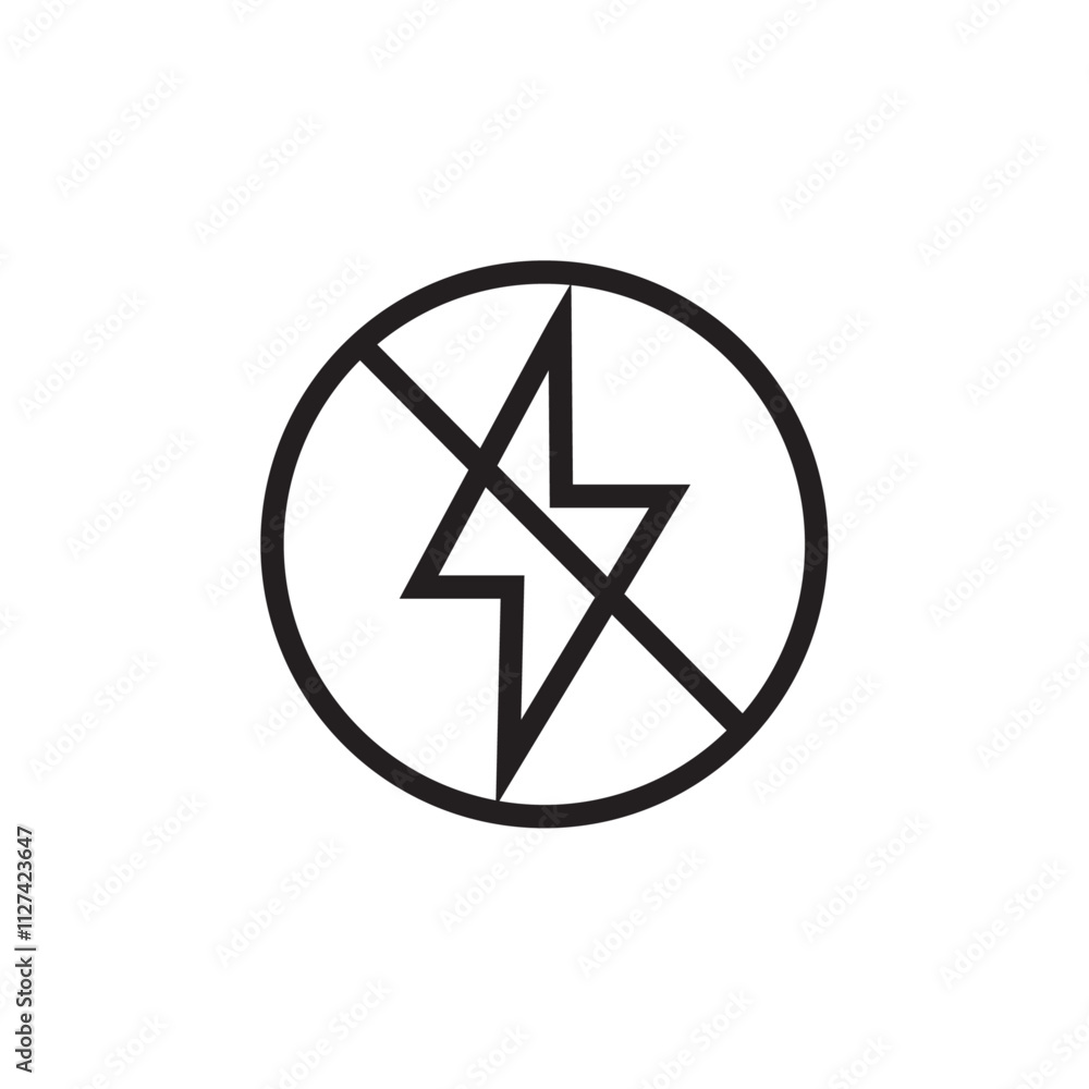 Flash off icon Vector flat thin line illustration Flash off icon Vector flat thin line illustration