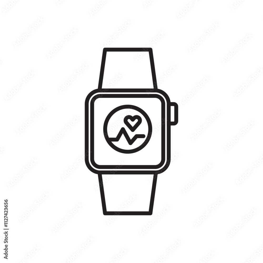 Fitness tracker smart watch icon Vector flat thin line illustration Fitness tracker smart watch icon Vector flat thin line illustration