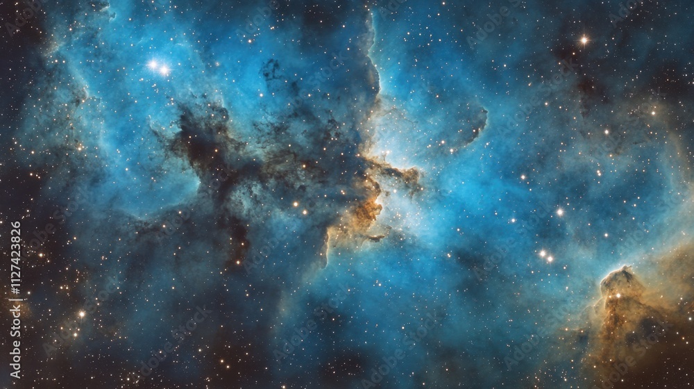 Cosmic nebula in deep blue and turquoise Cosmic nebula in deep blue and turquoise