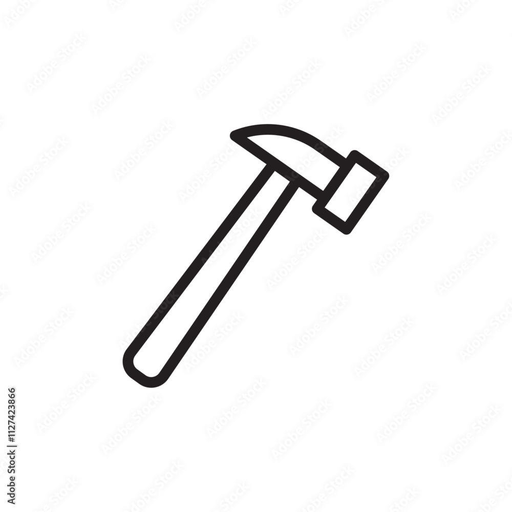 Hammer icon Vector flat thin line illustration Hammer icon Vector flat thin line illustration