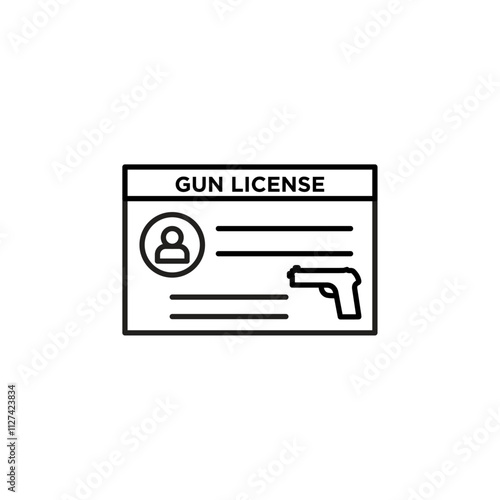 Gun license icon Vector flat thin line illustration