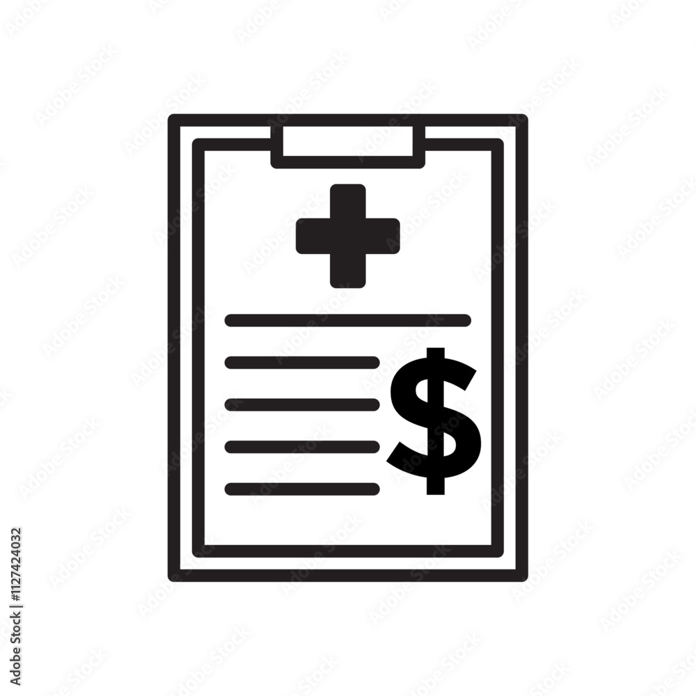 Hospital bill icon Vector flat thin line illustration Hospital bill icon Vector flat thin line illustration