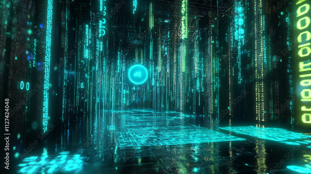 Digital Data Stream Futuristic Cyberspace Corridor Digital Data Stream Futuristic Cyberspace Corridor