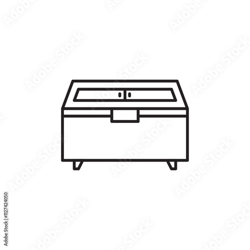 Horizontal shop refrigerator icon Vector flat thin line illustration