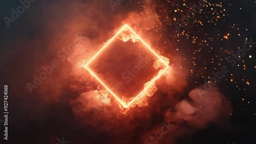 Fiery Geometric Shape with Smoke Seamless Loop Background photo