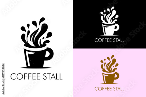 coffee cup, splash, shadow, coffee stall logo, typography, tea, street beverages, food, smoothies, drinks, vector logo