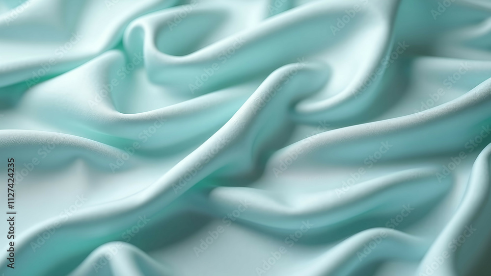 Fototapeta premium Close-up of soft fabric with flowing waves and a silky texture.