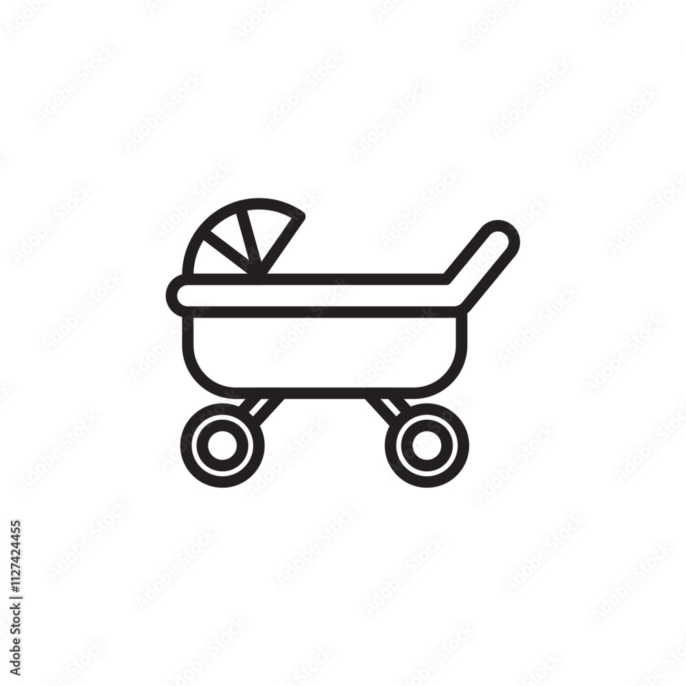 Jogging stroller icon Vector flat thin line illustration Jogging stroller icon Vector flat thin line illustration