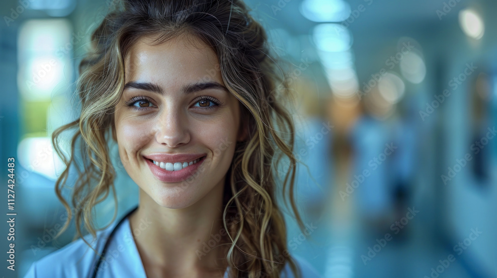 Smiling Female Doctor with Glasses in Professional Setting Smiling Female Doctor with Glasses in Professional Setting