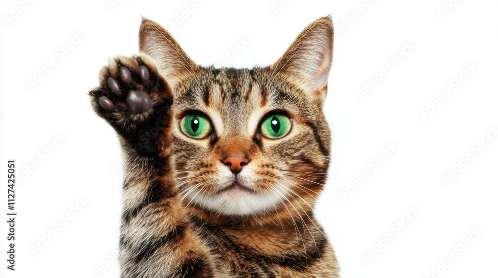 Fototapeta premium Curious tabby cat with green eyes