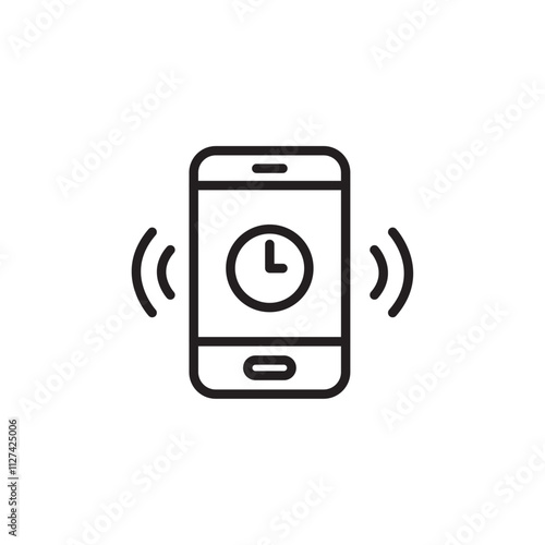 Mobile alarm icon Vector flat thin line illustration