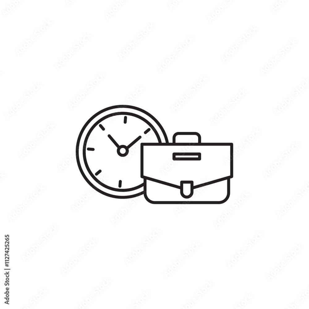 Office hours icon Vector flat thin line illustration Office hours icon Vector flat thin line illustration