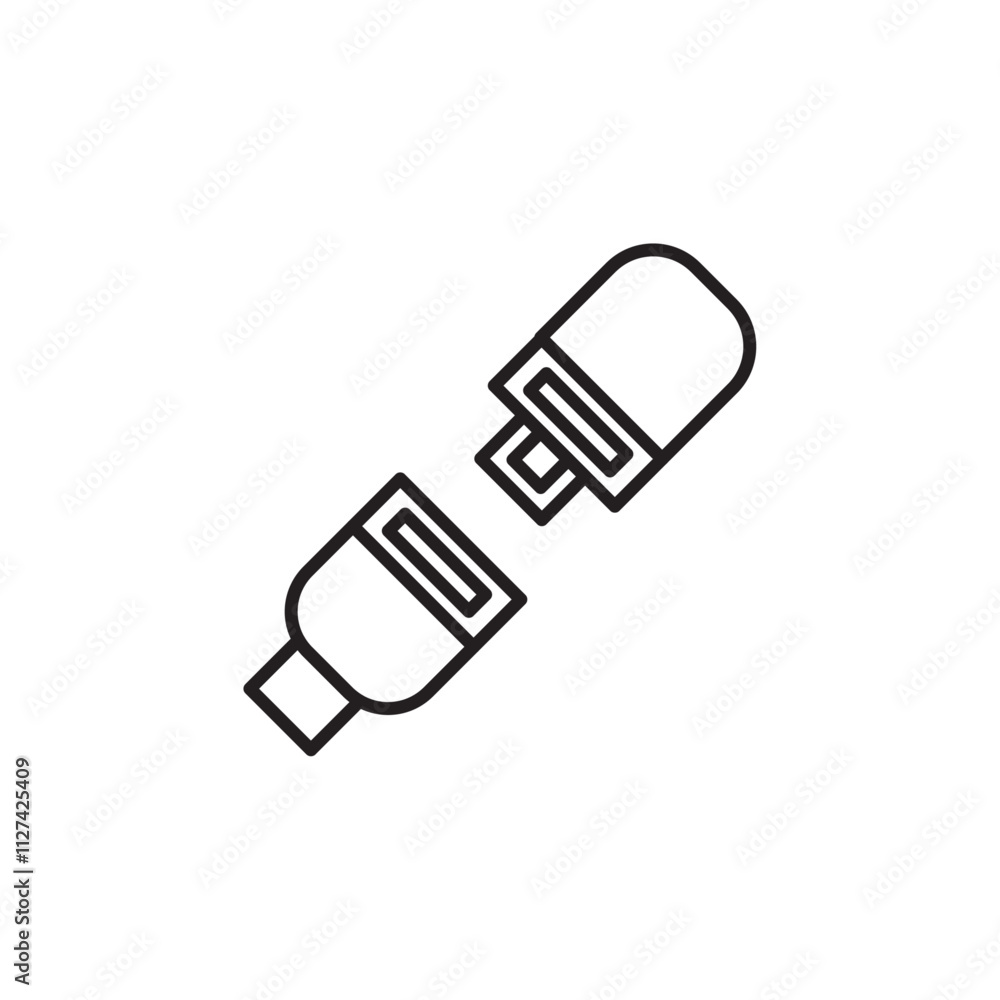 Open seat belt icon Vector flat thin line illustration Open seat belt icon Vector flat thin line illustration