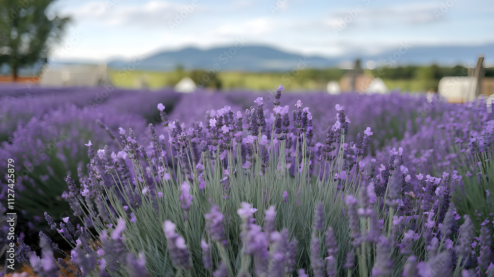 Fototapeta premium A field of lavender swaying in the breeze