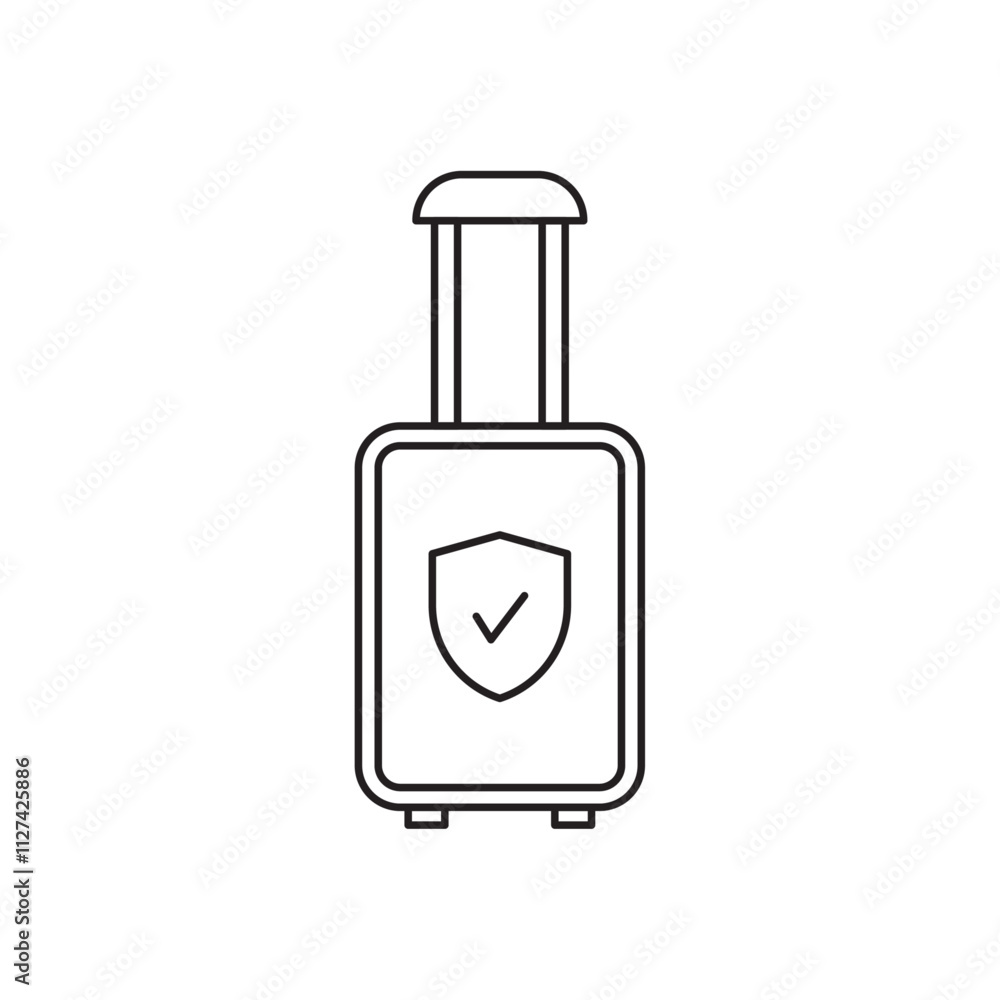 Protection of baggage icon Vector flat thin line illustration Protection of baggage icon Vector flat thin line illustration