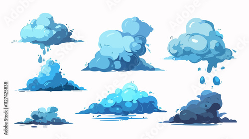 Colorful Cartoon Rain Cloud Vector Illustration for Weather Forecasting
