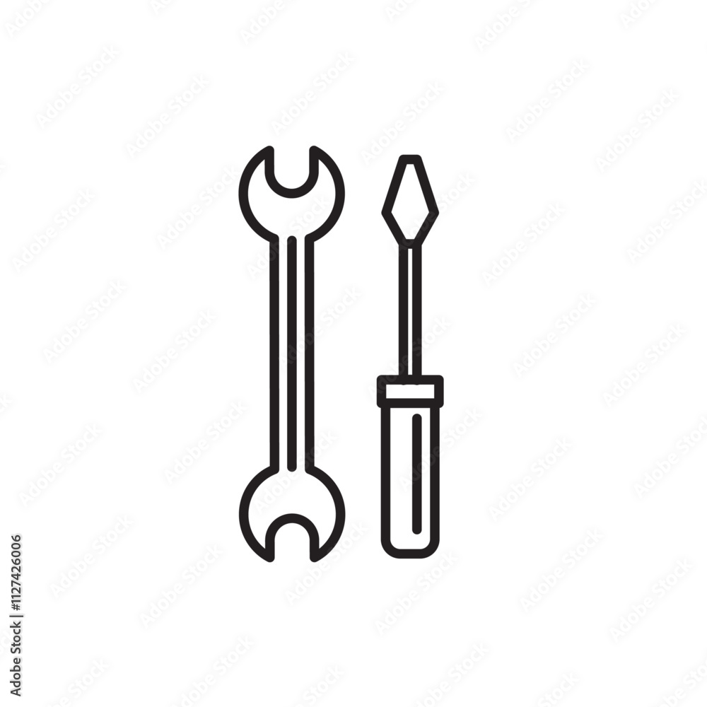 Repair icon Vector flat thin line illustration Repair icon Vector flat thin line illustration