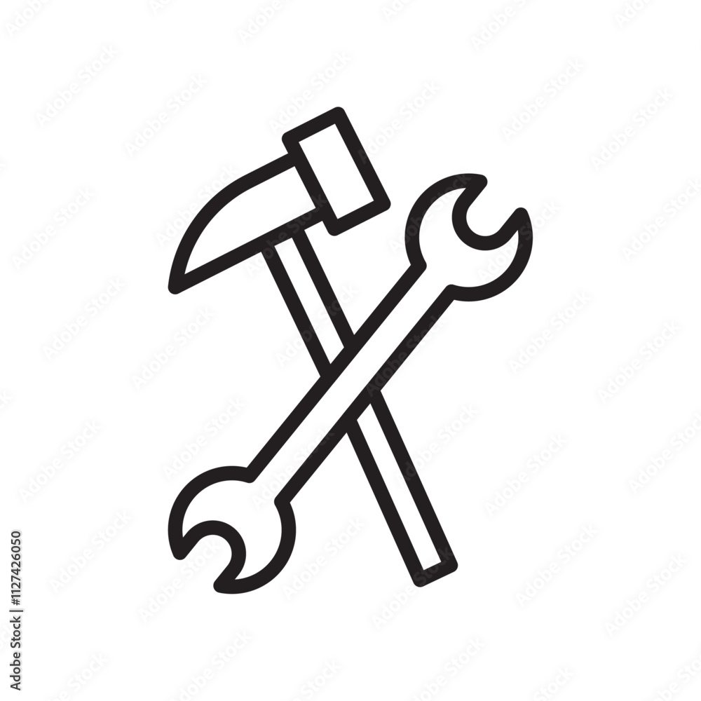 Repair tools icon Vector flat thin line illustration Repair tools icon Vector flat thin line illustration