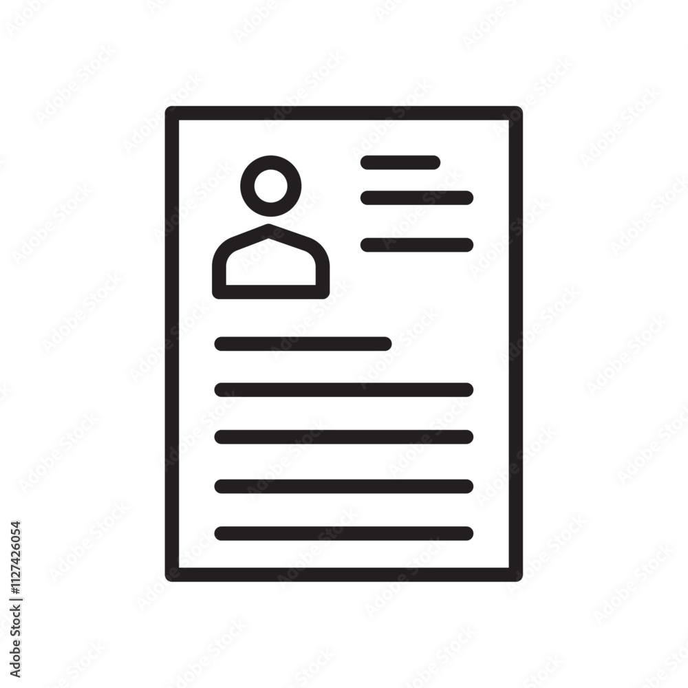 Resume icon Vector flat thin line illustration Resume icon Vector flat thin line illustration
