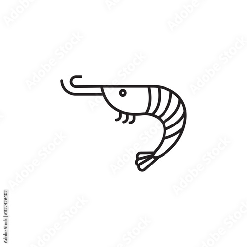 Shrimp icon Vector flat thin line illustration