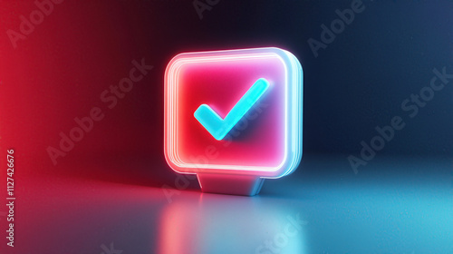 Digital icon of a chat bubble with a checkmark for read messages photo