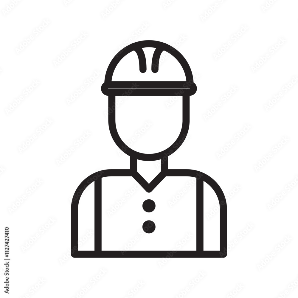 Worker icon Vector flat thin line illustration Worker icon Vector flat thin line illustration