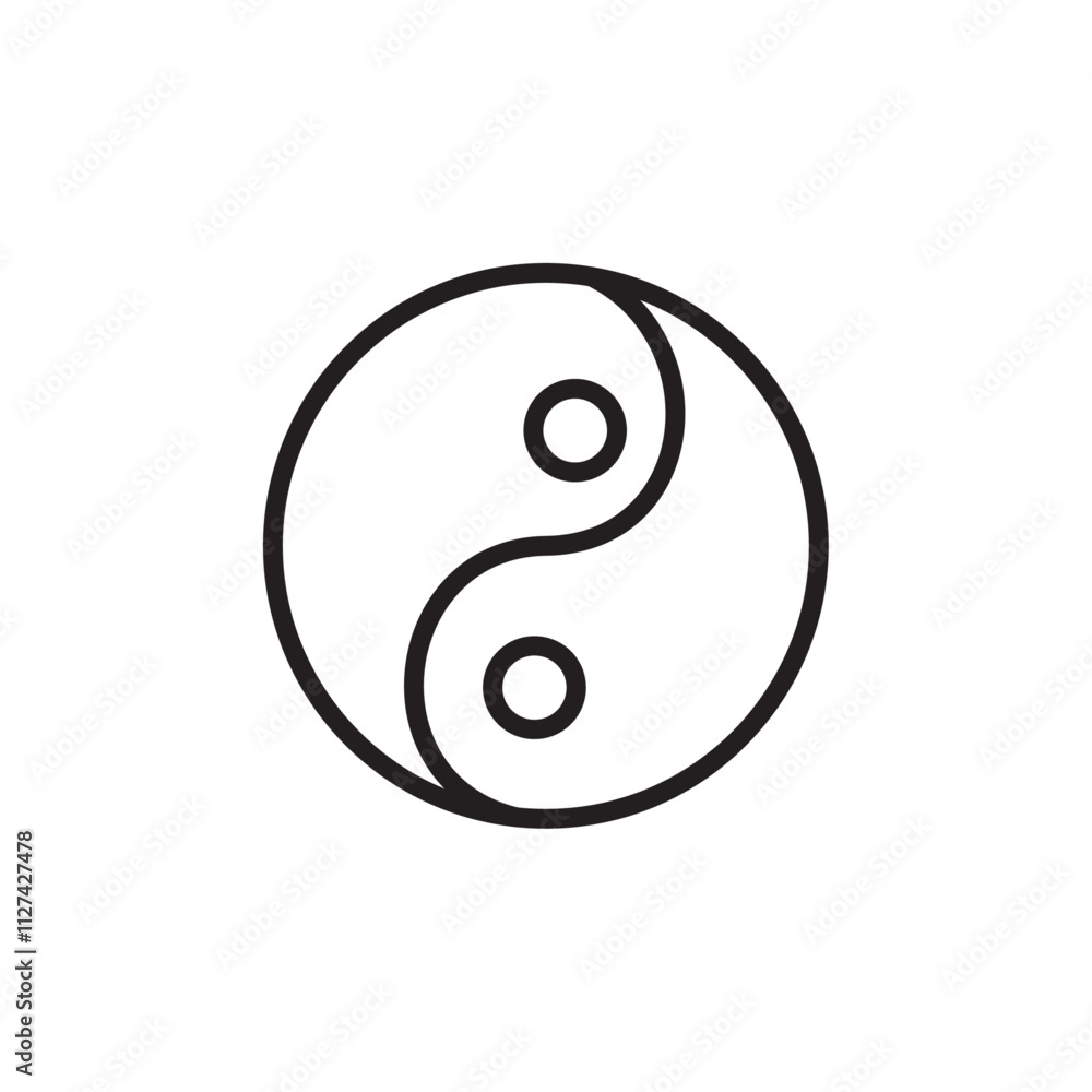 Yin yang icon Vector flat thin line illustration Yin yang icon Vector flat thin line illustration