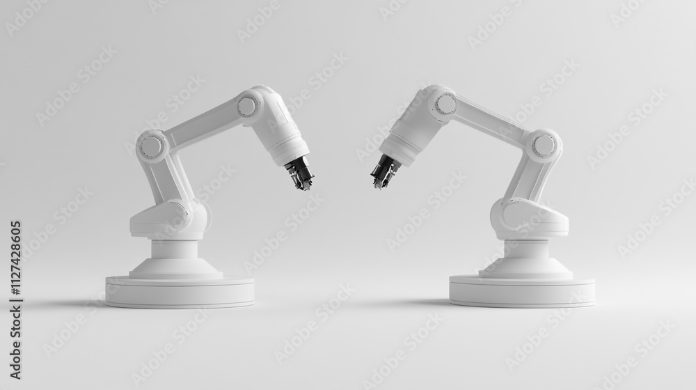 Industrial Robotic Arms Automation Technology Manufacturing Process White Robots Facto Industrial Robotic Arms Automation Technology Manufacturing Process White Robots Facto