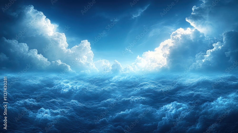 Obraz premium Dark blue gradient sky with soft cloud coverage, providing a calming natural backdrop for designs.